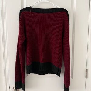 Apt. 9 Burgundy and Black Scoop Neck Sweater